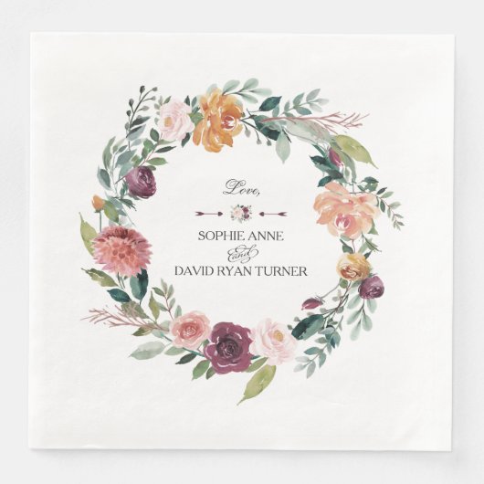 シックブルゴーニュ赤面アイボリーフローラ結婚リース (正面)