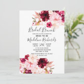 シックブルゴーニュ赤面ピンクブライダルブランチ招待状 招待状 (スタンド正面)