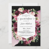 シックブルゴーニュ赤面ピンクブラックキンセアニェラフローラ 招待状 (正面)