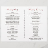 シックブルゴーニュ赤面フローラ〔雄ジカの〕枝角結婚式 プログラム (裏面)