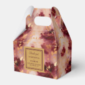 シックブルゴーニュ赤面金ゴールドボホ結婚式の引き出物ボックス フェイバーボックス (正面サイド)