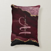 シックブルゴーニュ金ゴールドグリッターアゲートカスタムモノグラム アクセントクッション (裏面(縦))