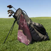 シックブルゴーニュ金ゴールドグリッターアゲートカスタムモノグラム ゴルフタオル (グリーン)