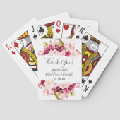 シックブルゴーニュ&赤面ピンクフローラ結婚式の引き出物 トランプ (裏面)