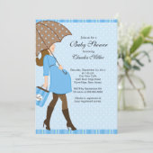 シックブルネット妊婦の赤ちゃんシャワー 招待状 (スタンド正面)