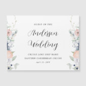 シックブルーとコーラルフローラ結婚ズクルーズマグネット (正面)