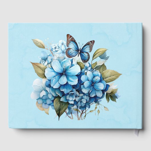 シックブルーアジサイフローラ結婚ズ ゲストブック (裏面)