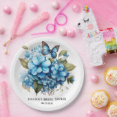 シックブルーアジランジェアフローラバタフライブライダルシャワー ペーパープレート (パーティー)