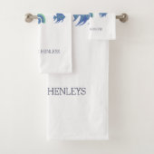 シックブルーアンドホワイトシーライフファミリービーチハウス バスタオルセット (インサイチュ)