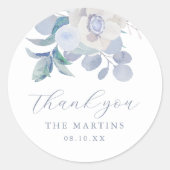 シックブルーエアリーフローラ結婚ズサンキュー ラウンドシール (正面)
