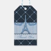 シックブルーエッフェルタワーサンキュー ギフトタグ (正面)