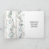 シックブルークリスマスオーナメント カード (内部)