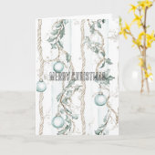 シックブルークリスマスオーナメント カード (黄色い花)