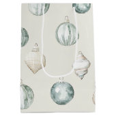 シックブルークリームビーチ海クリスマス ミディアムペーパーバッグ (裏面)