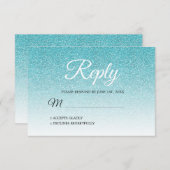 シックブルーグリッターグラデーションRSVP 招待状 (正面/裏面)