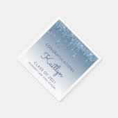 シックブルーグリッタードリップ卒業 スタンダードカクテルナプキン (角)