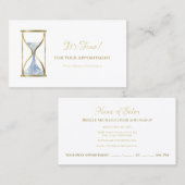 シックブルーグリッツホーグラス美しいサロンアポイントメント 予約カード (正面/裏面)