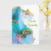 シックブルーグリーン金ゴールド抽象芸術悔やみや弔慰 カード (黄色い花)