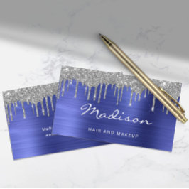 シックブルーシルバーグリッタードリップススタイリスト 名刺