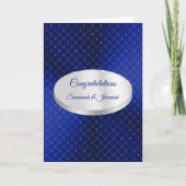 シックブルーシルバースクウェアカスタマイズおめでとうございます カード (正面)