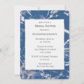 シックブルーシルバーマーブルブライダルシャワー 招待状 (正面)