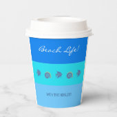 シックブルーストライプシーズフィッシュアンドシェルビーチハウス 紙コップ (裏面)