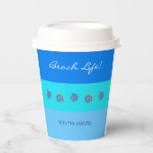 シックブルーストライプシーズフィッシュアンドシェルビーチハウス 紙コップ (正面)