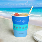 シックブルーストライプシーズフィッシュアンドシェルビーチハウス 紙コップ