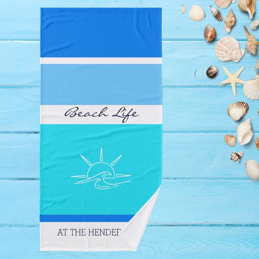 シックブルーストライプ海ビーチハウス バスタオルセット