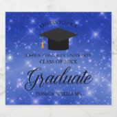 シックブルースパークルカスタム卒業パーティー スパークリングワインラベル (シングルラベル)