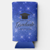 シックブルースパークルカスタム卒業パーティー スリム缶クーラー (裏面)