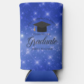 シックブルースパークルカスタム卒業パーティー スリム缶クーラー (正面)