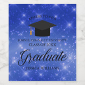 シックブルースパークルカスタム卒業パーティー ワインラベル (シングルラベル)