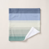 シックブルーティール（緑がかった色）グリーンストライプ海色 バスタオルセット (ウォッシュタオル)