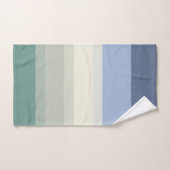 シックブルーティール（緑がかった色）グリーンストライプ海色 バスタオルセット (ハンドタオル)