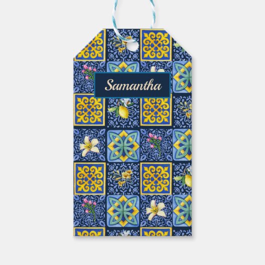 シックブルーティール(緑がかった色)シシリア地中海の柑橘類 ギフトタグ (正面)