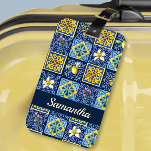 シックブルーティール(緑がかった色)シシリア地中海の柑橘類 ラゲッジタグ