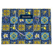 シックブルーティール（緑がかった色）シシリア地中海の柑橘類 ラージペーパーバッグ (正面)