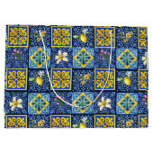 シックブルーティール（緑がかった色）シシリア地中海の柑橘類 ラージペーパーバッグ (裏面)