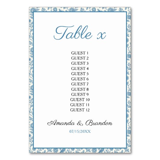 シックブルートイレデジュイ縁どフローラズ テーブルナンバー (正面)