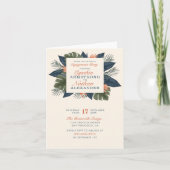 シックブルートロピカル離れ婚約パーティ 招待状 (正面)