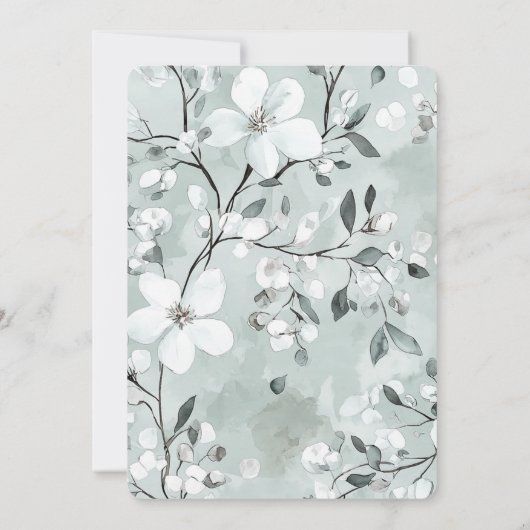 シックブルードラゴンフライドリームフローラ誕生日 招待状 (裏面)