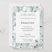 シックブルードラゴンフライドリームフローラ誕生日 招待状 (正面)