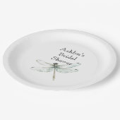 シックブルードラゴンフライブライダルシャワー ペーパープレート (アングル)