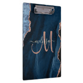 シックブルーバラ金ゴールドグリッターアゲートカスタムモノグラム クリップボード (右)