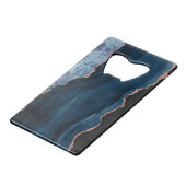 シックブルーバラ金ゴールドグリッターアゲートカスタムモノグラム クレジットカード栓抜き (裏面アングル)