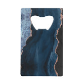 シックブルーバラ金ゴールドグリッターアゲートカスタムモノグラム クレジットカード栓抜き (裏面)