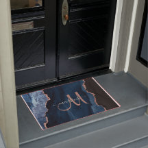 シックブルーバラ金ゴールドグリッターアゲートカスタムモノグラム