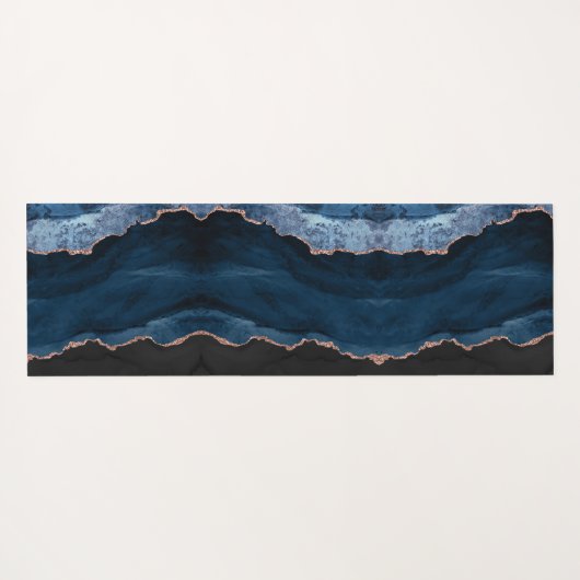 シックブルーバラ金ゴールドグリッターアゲートカスタムモノグラム ヨガマット (裏面(横))