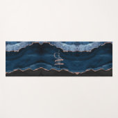 シックブルーバラ金ゴールドグリッターアゲートカスタムモノグラム ヨガマット (正面(横))